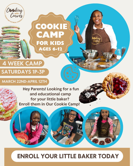 Cookie Camp for Kids Ages 6-12. Saturdays 1p-3p. March 22nd-April 12th